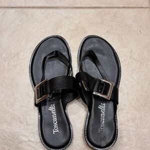 Like NEW worn 1x Toscanella Dainty Handmade in Italy Black Womens Sandals Sz 8.5